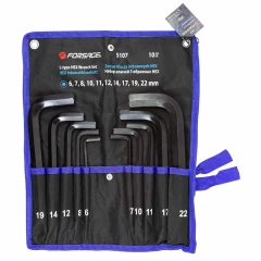 Набор ключей Г-образных 6-гранных 10пр. (6, 7, 8, 10, 11, 12, 14, 17, 19, 22мм) на полотне