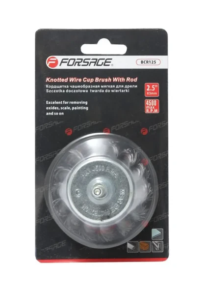 Кордщетка чашеобразная стальная витая для дрели 75мм, в блистере