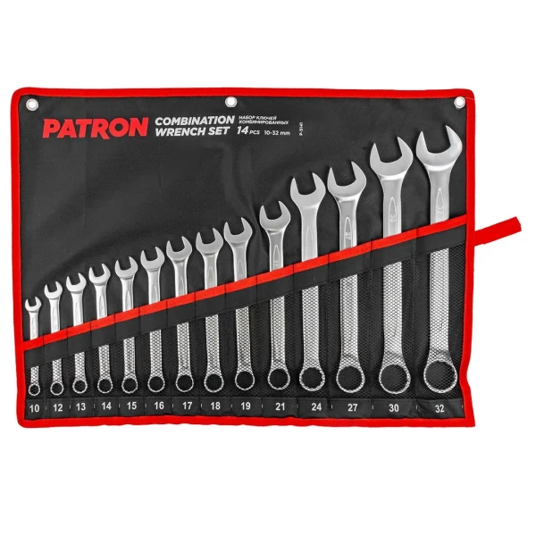 Набор ключей комбинированных 14 пр (10,12,13,14,15,16,17,18,19,21,24,27,30,32мм), на полотне