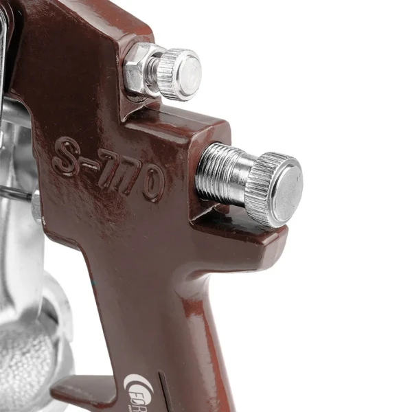 Краскораспылитель с нижним металлическим бачком (бачок 1000мл, сопло 1.8мм, факел 200-250мм, рабоч.давление 3-4бар, расход воздуха 100-170л/мин)