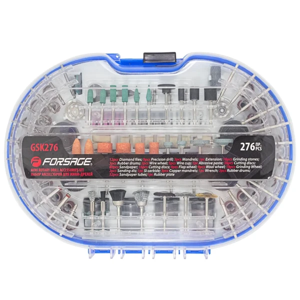 Набор аксессуаров для мини-дрелей, 276пр., в пластиковом кейсе