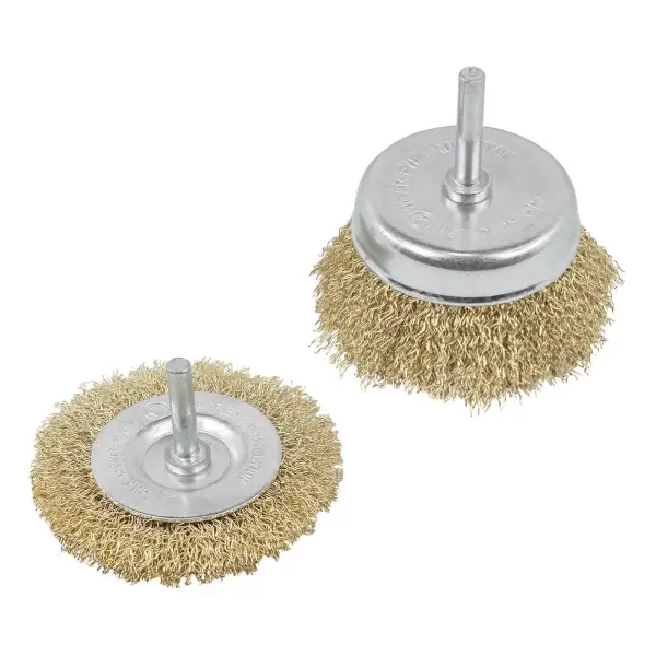 Набор кордщеток латунных комбинированный для дрели, 2пр.(75мм), в блистере