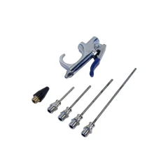 Пистолет обдувочный с комплектом сопел 6пр.(50,70,100,145мм+форсунка 28мм,6.3Bar), в блистере