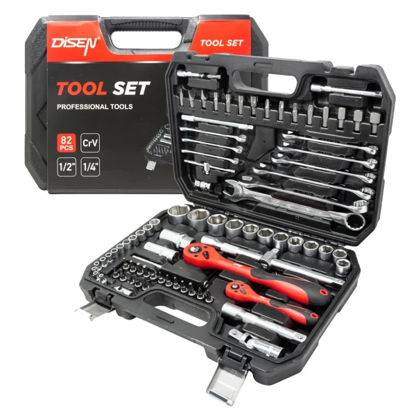 Набор инструментов 82пр.1/4''1/2''(6гр.)(4-32мм)