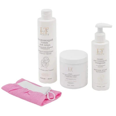 Набор косметики (ПЭДЫ.тоник для лица.пенка для умывания.перчатка-рукавица