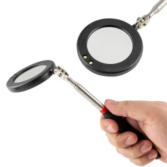 Зеркало смотровое телескопическое с подсветкой (2LED,диам.75мм, 280-870мм), в блистере