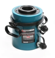 Цилиндр гидравлический двойного действия со сквозным отверстием в штоке60т(ход штока-100мм,Ø штока-91мм,Ø отв.-54мм,общий Ø-158мм, L-252мм, 700bar)