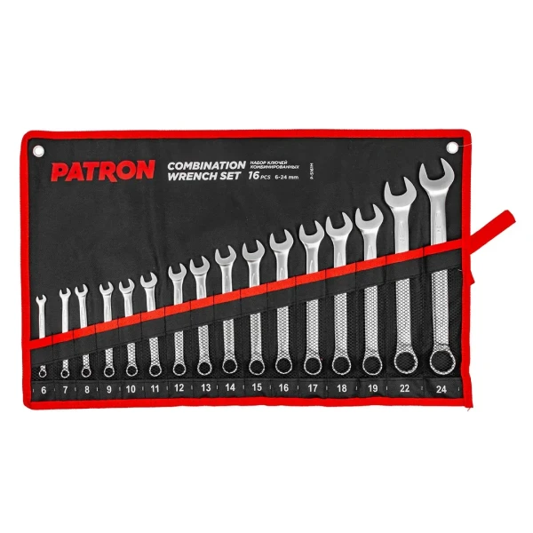 Набор ключей комбинированных 16 пр (6,7,8,9,10,11,12,13,14,15,16,17,18,19,22,24 мм), на полотне