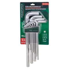 Набор ключей Г-образных 6-гранных экстра длинных 13пр.(2, 2.5, 3-8, 10, 12, 14, 17, 19мм)в пластиковом держателе