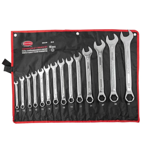 Набор ключей комбинированных 14пр. 6гр.(10, 12-19, 21, 24, 27, 30, 32мм), на полотне