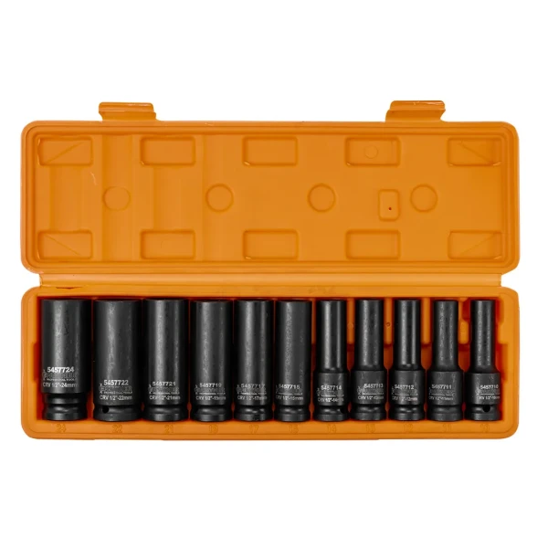 Головки ударные глубокие, набор 11пр., 1/2''(6гр.)
