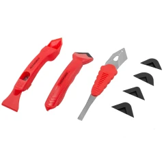 Набор пластиковых скребков с металлическим ножом для удаления герметика 3пр, в блистере