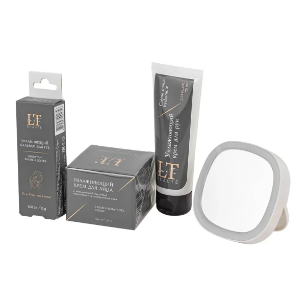 Набор косметики (крем для рук.крем для лица.бальзам для губ.зеркало)