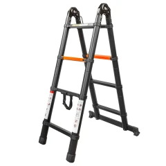 Лестница-стремянка телескопическая алюминиевая многофункциональная (1.3+1.3м, 4+4ступенек, max нагрузка 150кг, вес 10.2кг)