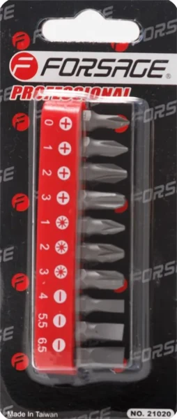 Набор бит 10пр. 1/4''(PH.0,1,2,3, PZ.1,2,3, SL 4, 5.5, 6.5мм-25мм),в блистере