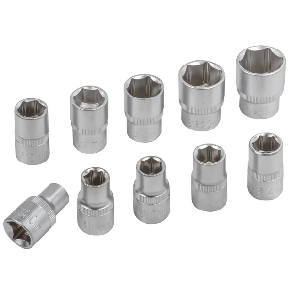 Набор головок 10пр., 1/2''(10-15, 17, 19, 22, 24мм),на пластиковом держателе