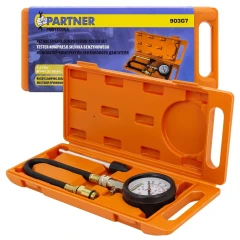 Индикатор компрессии бензинового двигателя (0-21Bar, М14, М18 + жесткий прижимной адаптер-переходник) 3пр., в кейсе