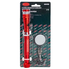 Фонарь телескопический магнитный в комплекте с зеркалом смотровым, 2пр.(3LED, 2.27кг, диам.35мм, L:186-590мм), в блистере
