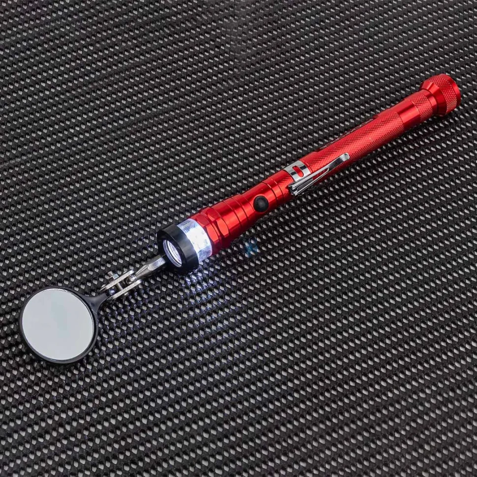 Фонарь телескопический магнитный в комплекте с зеркалом смотровым, 2пр.(3LED, 2.27кг, диам.35мм, L:186-590мм), в блистере
