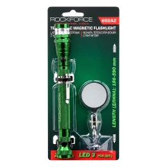 Фонарь телескопический магнитный в комплекте с зеркалом смотровым, 2пр.(3LED, 2.27кг, диам.35мм, L:186-590мм), в блистере