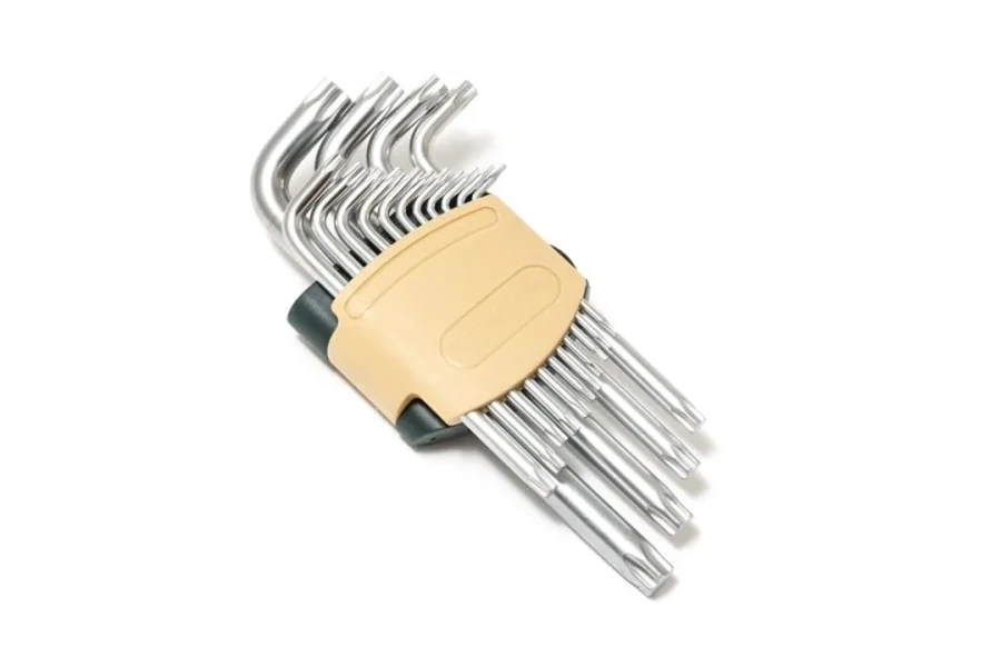 Набор ключей Г-образных TORX длинных, 15пр.(Т6, Т7, Т8, Т9, Т10, Т15, Т20, Т25, Т27, T30, T40, T45, T50, T55, T60)в пластиковом держателе