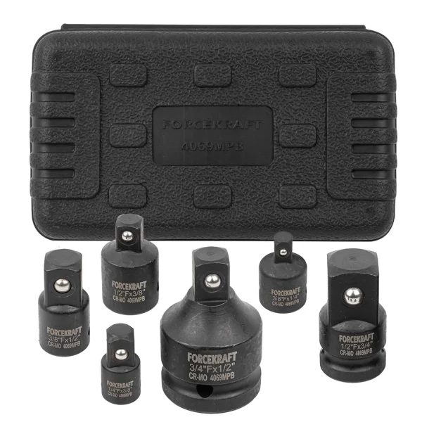 Набор адаптеров ударных, 6пр.(1/4''(F)x3/8''(M),3/8''(F)x1/4''(M),3/8''(F)x1/2''(M),1/2''(F)x3/8''(M),1/2''(F)x3/4''(M),3/4''(F)x1/2''(M)в кейсе