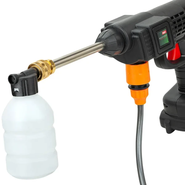 Мойка высокого давления аккумуляторная (24В,15 Бар,2.8 л/мин, батарея 1500 мАч, зарядка 3-5ч, щеточный двигатель)