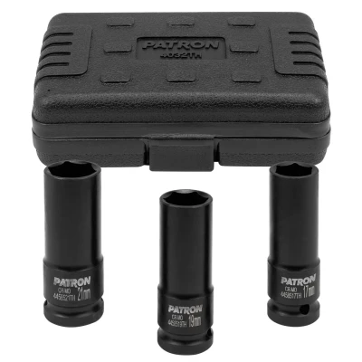 Головки ударные тонкостенные, набор 3пр., 1/2''(6гр.)