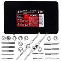 Набор метчиков и плашек дюймовый 24пр. (1/4, 5/16, 3/8, 7/16, 1/2)