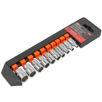 Набор головок 10пр., 1/4''(4-13мм),на пластиковом держателе