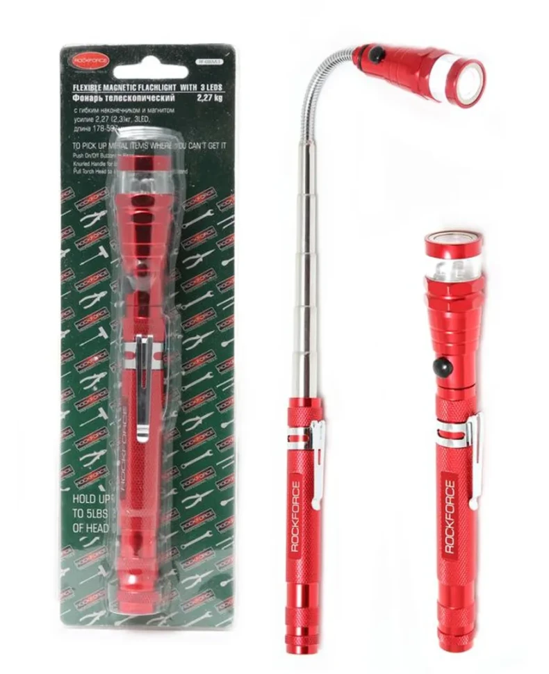 Фонарь телескопический с магнитом (3LED, 2.27кг, L:178-587мм), в блистере