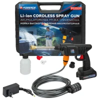 Мойка высокого давления аккумуляторная (20В,15 Бар,2.8 л/мин, батарея 1500 мАч, зарядка 3-5ч, щеточный двигатель)