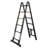 Лестница-стремянка телескопическая алюминиевая многофункциональная (1.9+1.9м, 6+6ступенек, max нагрузка 150кг, вес 13.8кг)