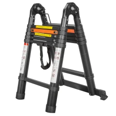Лестница-стремянка телескопическая алюминиевая многофункциональная (1.9+1.9м, 6+6ступенек, max нагрузка 150кг, вес 13.8кг)