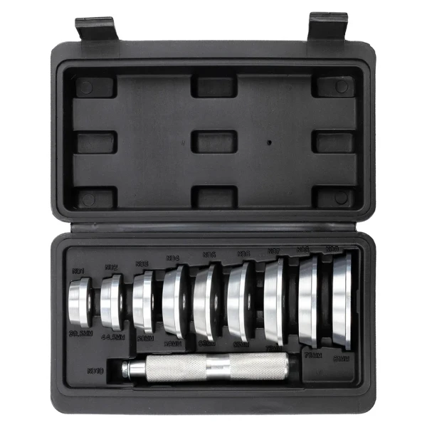 Набор инструментов для установки сальников и подшипников, 10пр. (39.5, 44.5, 50, 59, 63, 65, 72, 76, 81мм) в кейсе