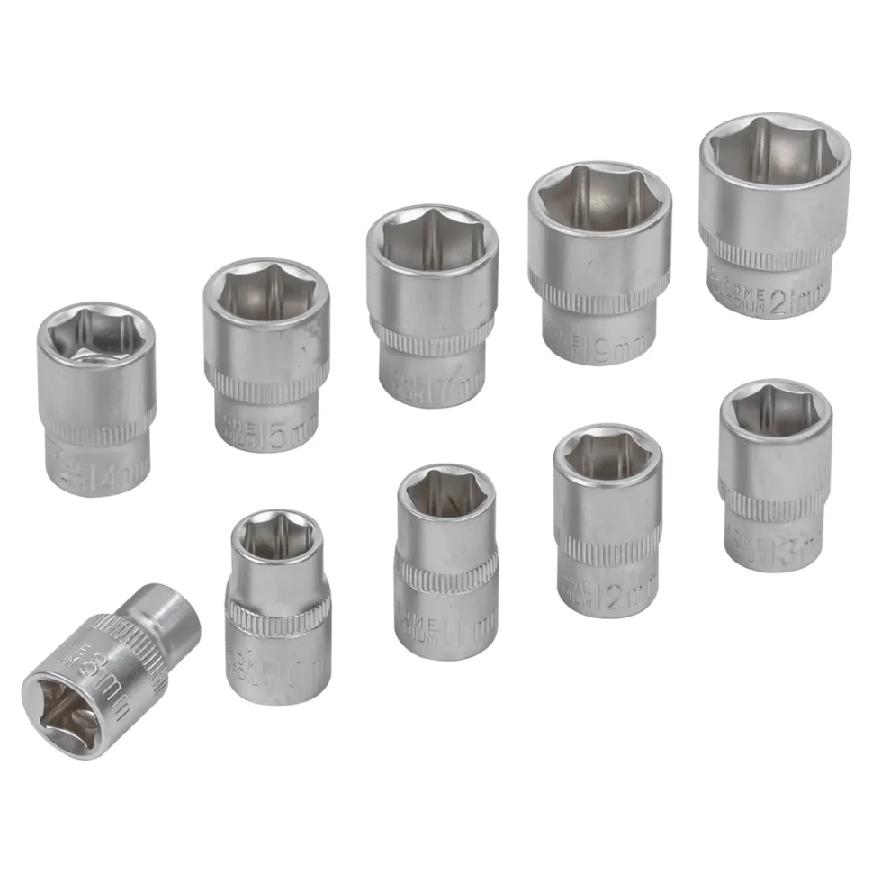 Набор головок 10пр., 3/8''(8, 10-15, 17, 19, 21мм),на пластиковом держателе