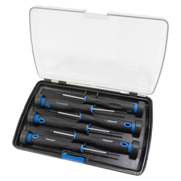 Набор отверток ювелирных 6пр. (SL: 2.5х50, 3.0х50мм, PH: 00х50мм,0х50мм, Т6х50мм,Т8х50мм), в пластиковом кейсе