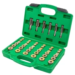 Набор метчиков и пробок для восстановления резьбы маслосливных отверстий114пр.(М13х1.25, М13х1.5, М15х1.5, М17х1.5, М20х1.5, М22х1.5), в кейсе