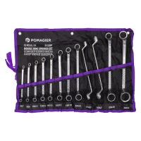 Ключи накидные, отогнутые на 75град., набор 12пр. (6х7, 8х9, 10х11, 12х13, 14х15, 16х17, 18х19, 20х22, 21х23, 24х27, 25х28, 30х32мм)