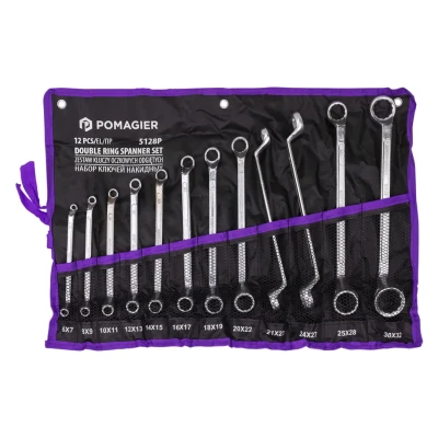 Ключи накидные, отогнутые на 75град., набор 12пр. (6х7, 8х9, 10х11, 12х13, 14х15, 16х17, 18х19, 20х22, 21х23, 24х27, 25х28, 30х32мм)