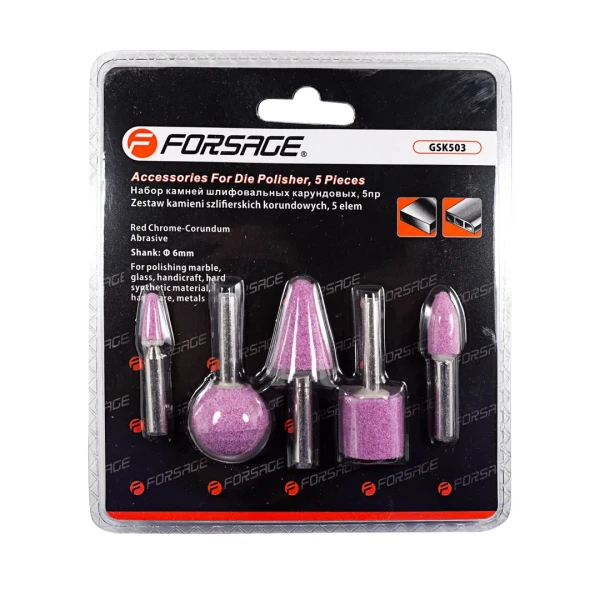 Набор камней абразивных, 5пр.(хвостовик 6мм), в блистере