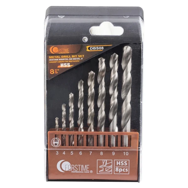 Набор сверл по металлу HSS 8пр.(3,4,5,6,7,8,9,10мм), в пластиковом футляре