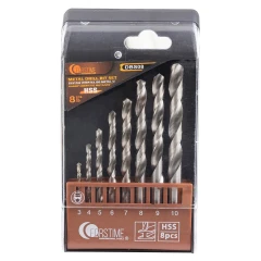 Набор сверл по металлу HSS 8пр.(3,4,5,6,7,8,9,10мм), в пластиковом футляре