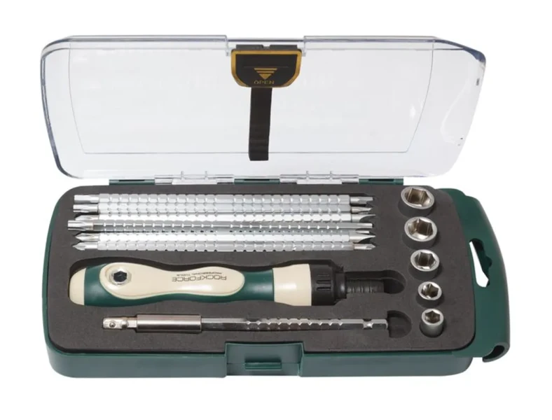 Отвертка реверсивная телескопич-я переставная 2в1с набором бит и головок13пр.(PH1xSL5,PH2xSL6,PZ1xPZ2,T20xT27,T30xT40,Н4хН5,7,8,10,12,13мм,L190-285мм)