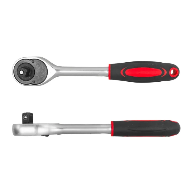 Трещотка реверсивная с резиновой ручкой 1/2''(L-250мм, 24зуб.),на пластиковом держателе