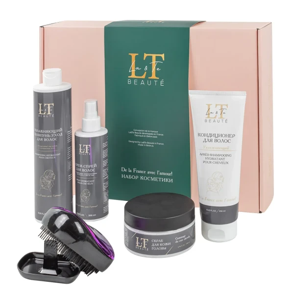 Набор(Увлажняющий шампунь-уход для волос,увлажняющий кондиционер для волос,скраб для кожи головы,крем-спрей для волос+расческа для волос( подарок)