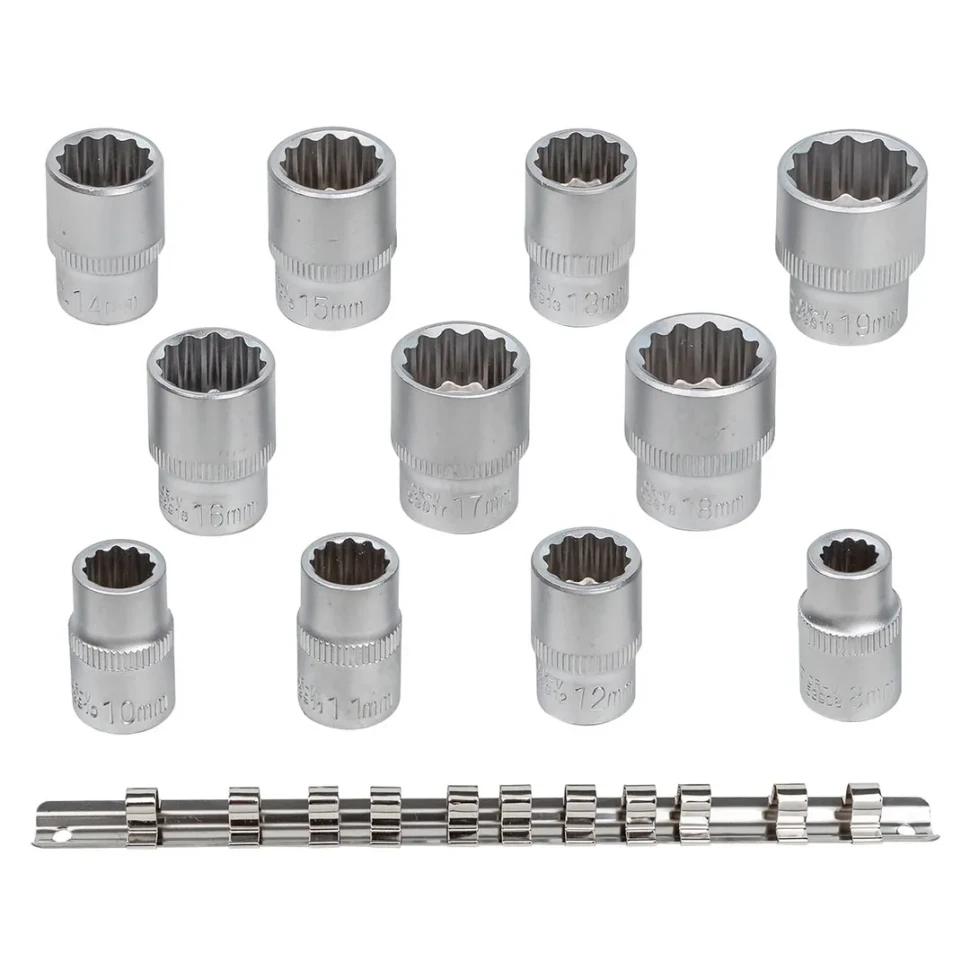 Набор головок 11пр. 3/8''(12гр.)(8,10-19мм) на планке