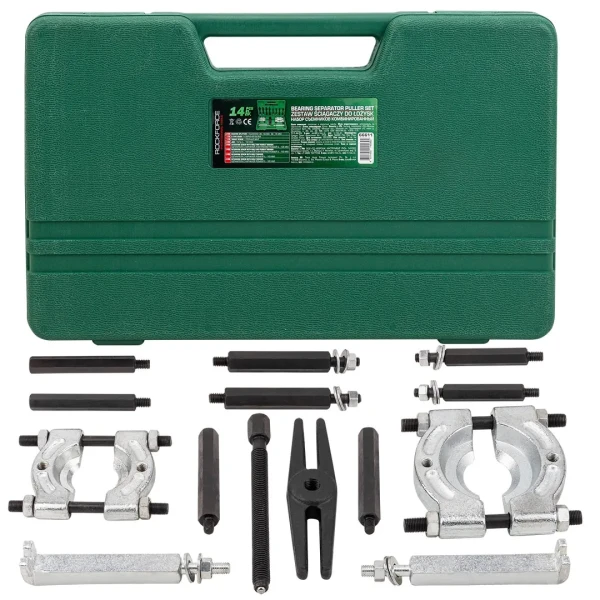 Набор съемников комбинированный 14пр. (сегментного типа: 30-50, 50-75мм, двухлапый: 120мм), в кейсе