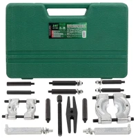 Набор съемников комбинированный 14пр. (сегментного типа: 30-50, 50-75мм, двухлапый: 120мм), в кейсе