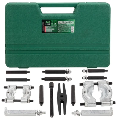 Набор съемников комбинированный 14пр. (сегментного типа: 30-50, 50-75мм, двухлапый: 120мм), в кейсе